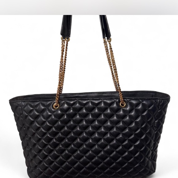 Versace Black Quilted Tote with Gold Accents - Picture 2 of 8